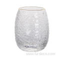 stemless wine glasses with gold rim